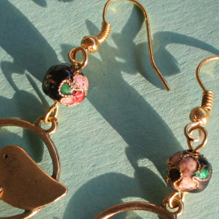 Crotte de poule-bijoux fantaisie-oiseaux-fleurs-original