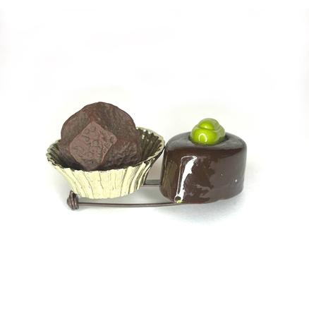 broche fantaisie chocolat pistache